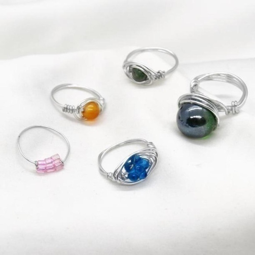 Colorful Beaded Ring Set